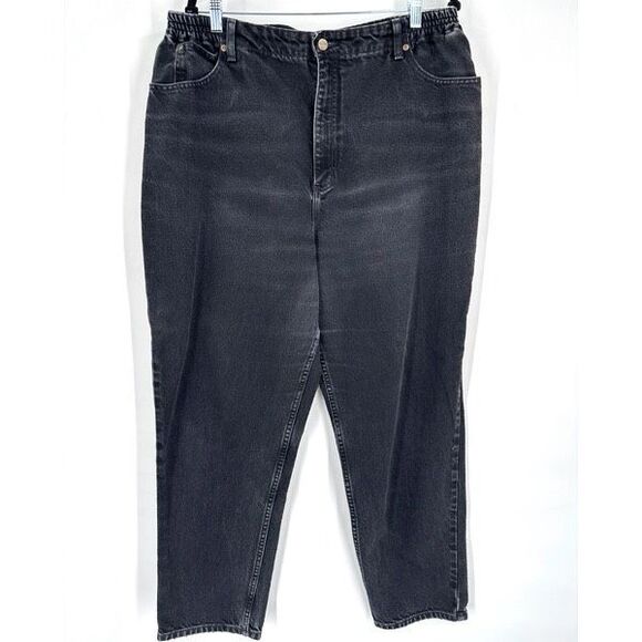 L.L. Bean Double L Comfort Waist Jeans Size 20 Mom Jeans Hi Rise Black - Picture 1 of 12